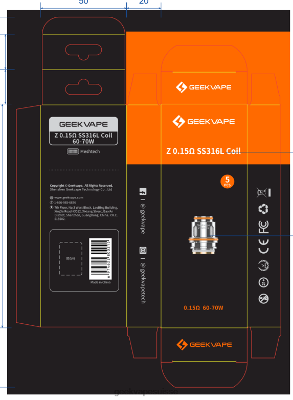GeekVape Bobine série z 5 pièces/paquet - Geekvape Online DN44X5 z0,25 (double) ohm